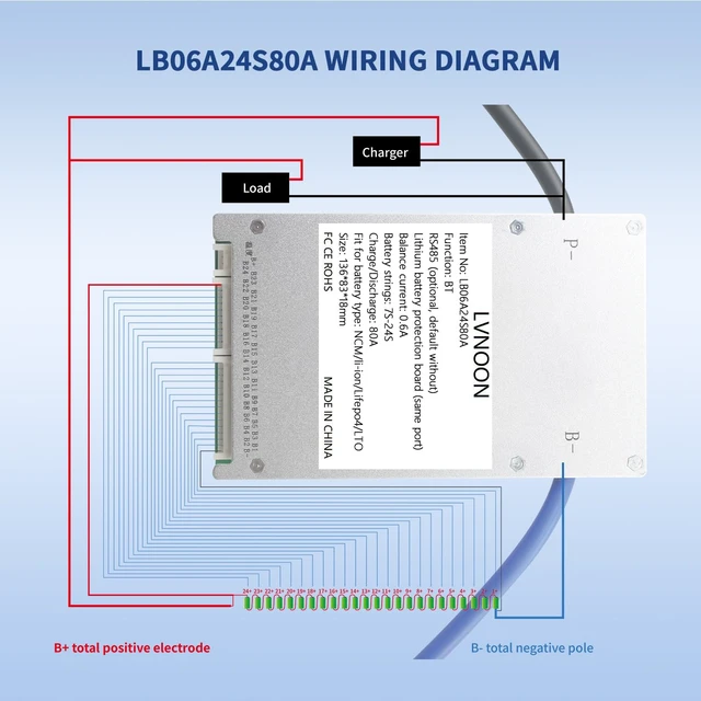 Alt view image 4 of 7 - LB06A Smart Active Balancer BMS Lithium Battery Protection Board for Li-ion NCM LFP LiFePo4 Battery Management System 7S 10S 12S 16S 20S 21S 24S 80A 48V 60V 72V with APP Control (7-24S, 80A)