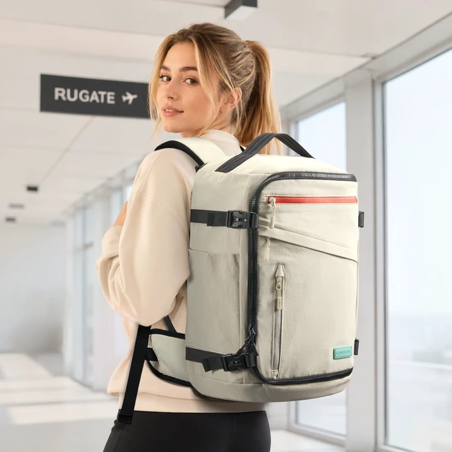 Alt view image 2 of 7 - Travel Backpack for Women Men,TSA Carry On Luggage with Vacuum Bag Airline Approved Personal Item Bag for travel essentials, Multi-Pocket Overnight Weekender Bag, Waterproof,17.3"Laptop