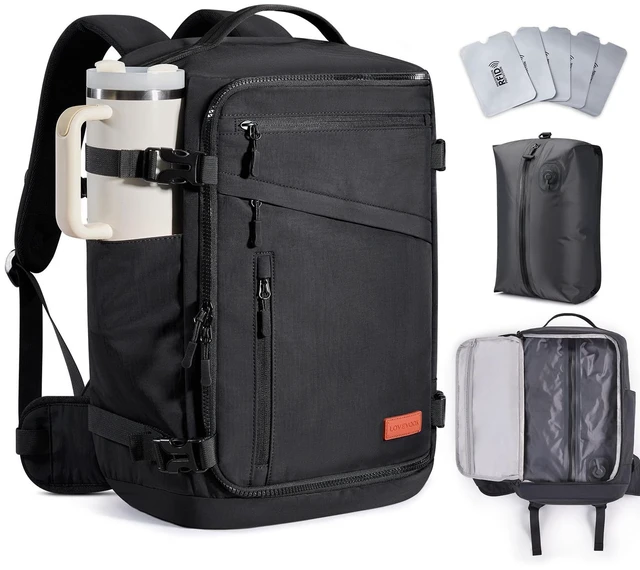 Main image of Travel Backpack for Women Men,TSA Carry On Luggage with Vacuum Bag Airline Approved Personal Item Bag for travel essentials, Multi-Pocket Overnight Weekender Bag, Waterproof,17.3"Laptop