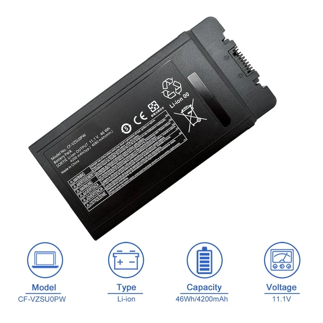 Alt view image 2 of 6 - CF-VZSU0PW 46Wh Laptop Battery Compatible with Panasonic Toughbook CF54 CF-54 Mk1 Series 11.1V 4200mAh CF-VZSUOPW CF-VZSU0PR