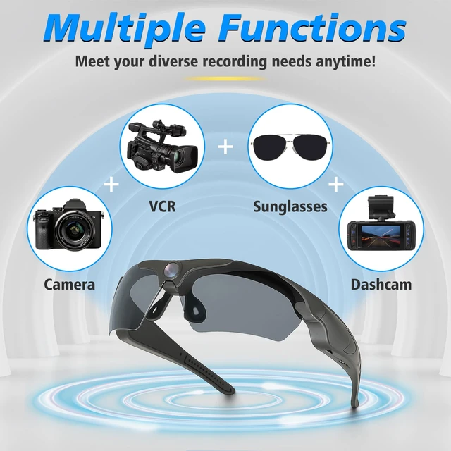 Alt view image 3 of 7 - Camera Sunglasses 1080p HD Video UV Protection Outdoor Cycling Smart sunglasses with camera, Action video camera, 1080p HD, UV protection, For men, Outdoor use, Cycling, Traveling, Driving