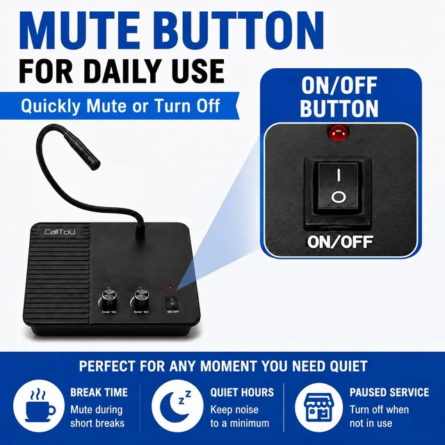 Alt view image 4 of 7 - Window Intercom Speaker System Microphone for Business Counter Desk Mute Button;Flexible Gooseneck;Dual Way;Anti-Interference; Anti-howling;Inner and Outer Volume Knobs;REC jack