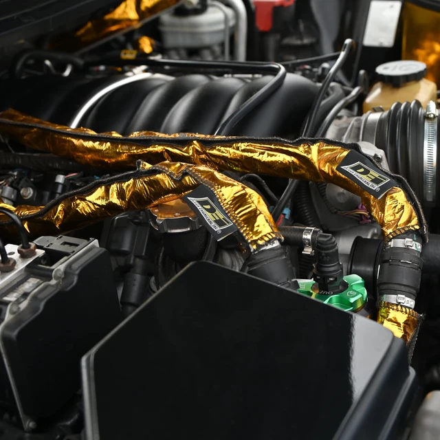 Alt view image 6 of 7 - Heat Shroud Gold 2 2-1/2" I.D. x 36" High-Temperature Line Sleeving Reflects Radiant Heat up to 800°F Hook & Loop Closure