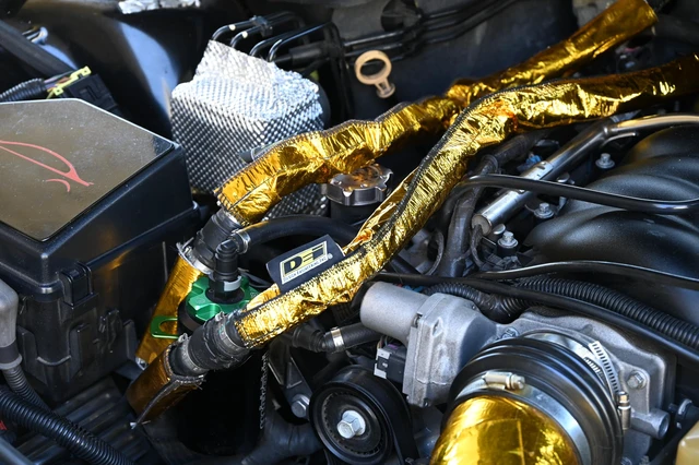 Alt view image 7 of 7 - Heat Shroud Gold 2 2-1/2" I.D. x 36" High-Temperature Line Sleeving Reflects Radiant Heat up to 800°F Hook & Loop Closure