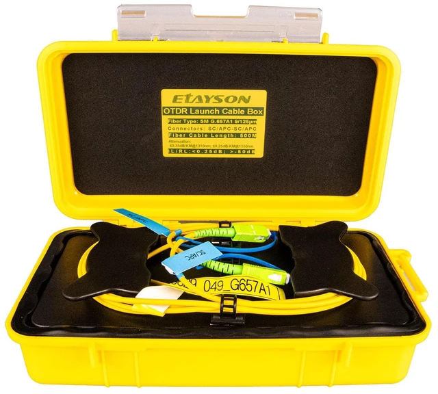 Main image of OTDR Launch Cable Box G657A1 Single Mode 9/125 with Low Loss SCAPC-SCAPC Connectors Dead Zone Eliminator Cable Box (500M)