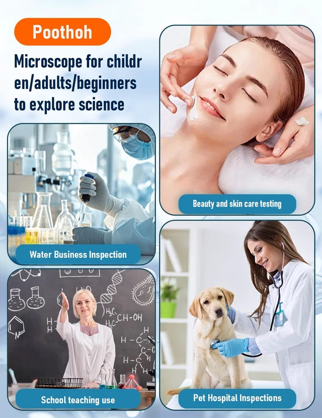 Alt view image 7 of 7 - Compound Microscope for Adults & Kids - 40X-2000X High-Power Biological Microscope for Students, School Lab & Home Education, with Slides Set & Phone Adapter (White)