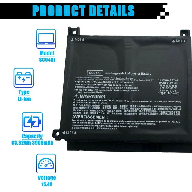 Alt view image 2 of 7 - SC04XL Laptop Battery Replacement for HP Envy 14-EB 14-EB0376NG 14-EB0010NR 14-EB0775NG Series Laptop HSTNN-IB9R M07392-005 M08254-1C1 L777034-005 SC04063XL 3906mAh 15.4V