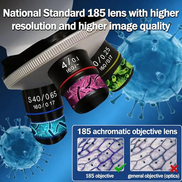 Alt view image 4 of 7 - Compound Microscope Profesional, 40x-1000x Microscope for Adults & Kids, with WF10x and WF25x Eyepieces, Spotlight, Cursor Caliper and Coaxial Bi-Focus, Compatible for Students Education, Lab, Gift
