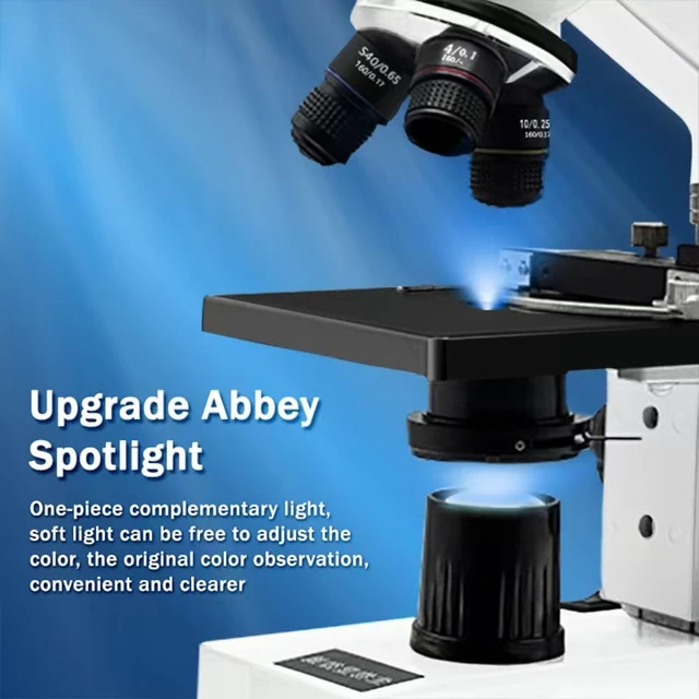 Alt view image 7 of 7 - Compound Microscope Profesional, 40x-1000x Microscope for Adults & Kids, with WF10x and WF25x Eyepieces, Spotlight, Cursor Caliper and Coaxial Bi-Focus, Compatible for Students Education, Lab, Gift