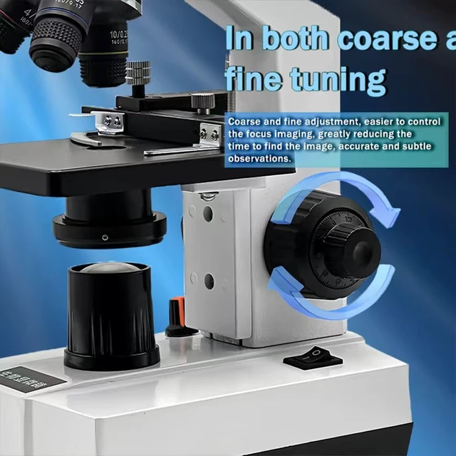 Alt view image 6 of 7 - Compound Microscope Profesional, 40x-1000x Microscope for Adults & Kids, with WF10x and WF25x Eyepieces, Spotlight, Cursor Caliper and Coaxial Bi-Focus, Compatible for Students Education, Lab, Gift