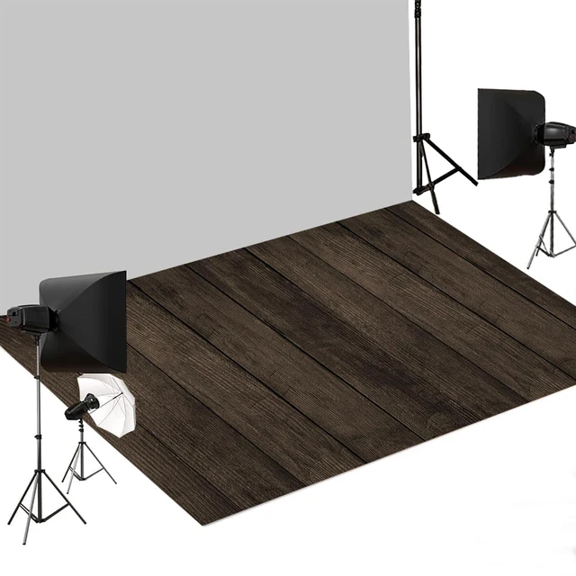 Main image of Dark Wood Photography Floor Drop,Rubber Mat for Photo Studio 5x4ft Dark Timber Grain Creates A Moody Setting For Baby Portraits, Food Styling, Products And Seasonal Studio Shoots