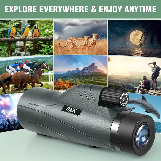 Alt view image 7 of 7 - 12x56 High Power Monocular Telescope with Smartphone Adapter Tripod Travel Bag, Larger Vision Monoculars for Adults with BAK4 Prism & FMC Lens, Suitable for Bird Watching Hunting Hiking Camping