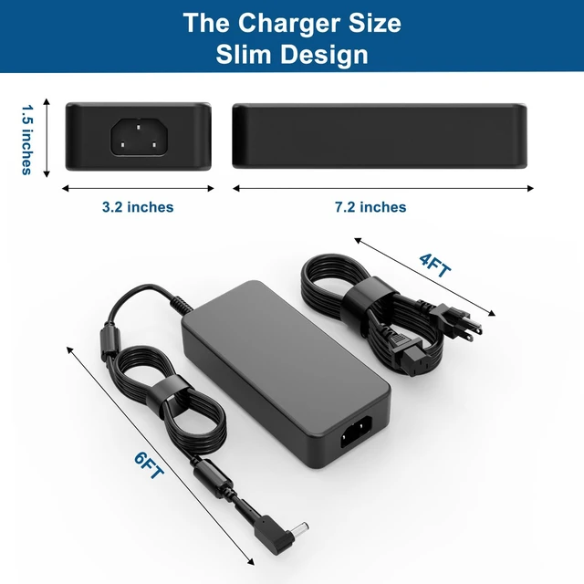 Alt view image 3 of 7 - 330W AC Charger for Acer Nitro 17 AN17-41-R7G3 AN17-41-R7GT AN17-41-R5Y5 Nitro 16 AN16-41-R7FA AN16-41-R5KC AN16-41-R1WE Predator Helios 18 16 Neo 18 16 Laptop Power Supply Adapter