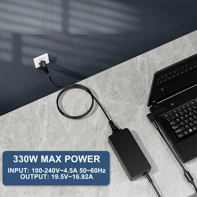 Alt view image 4 of 7 - 330W AC Charger for Acer Nitro 17 AN17-41-R7G3 AN17-41-R7GT AN17-41-R5Y5 Nitro 16 AN16-41-R7FA AN16-41-R5KC AN16-41-R1WE Predator Helios 18 16 Neo 18 16 Laptop Power Supply Adapter