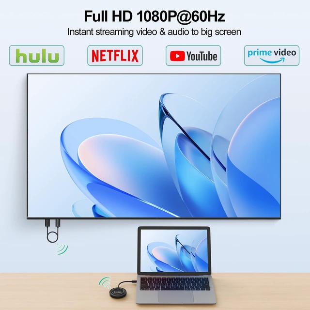 Alt view image 2 of 7 - Wireless HDMI Display Dongle Adapter,USB-C to HDMI Transmitter and Receiver 4K Decode 1080P@60Hz Output,98FT/30M Stream Video from Laptop/PC/Smartphone to TV/Projector/Monitor