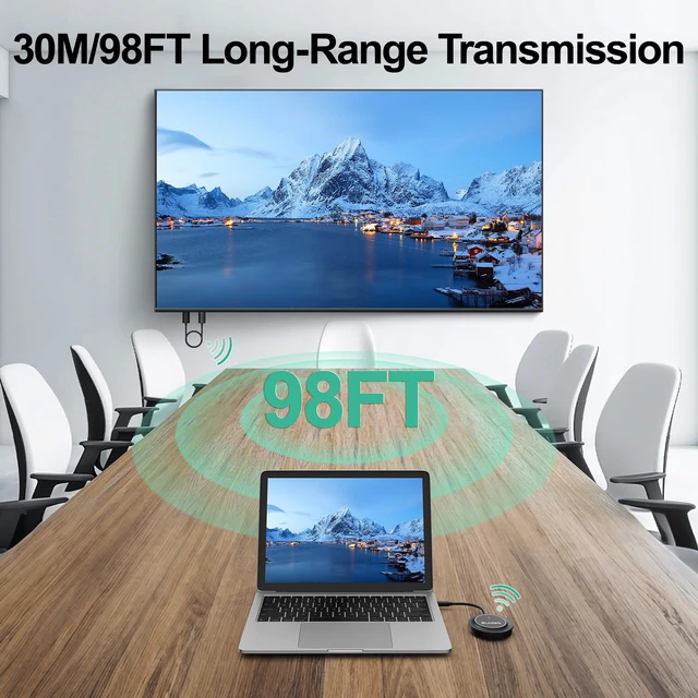 Alt view image 7 of 7 - Wireless HDMI Display Dongle Adapter,USB-C to HDMI Transmitter and Receiver 4K Decode 1080P@60Hz Output,98FT/30M Stream Video from Laptop/PC/Smartphone to TV/Projector/Monitor
