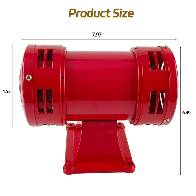 Alt view image 2 of 7 - 110V 150dB Industrial Motor Driven Siren Alarm for Home Outdoor 150dB super loud alarm, heavy duty metal construction, weather resistant,110V 60Hz industrial electric motor driven siren
