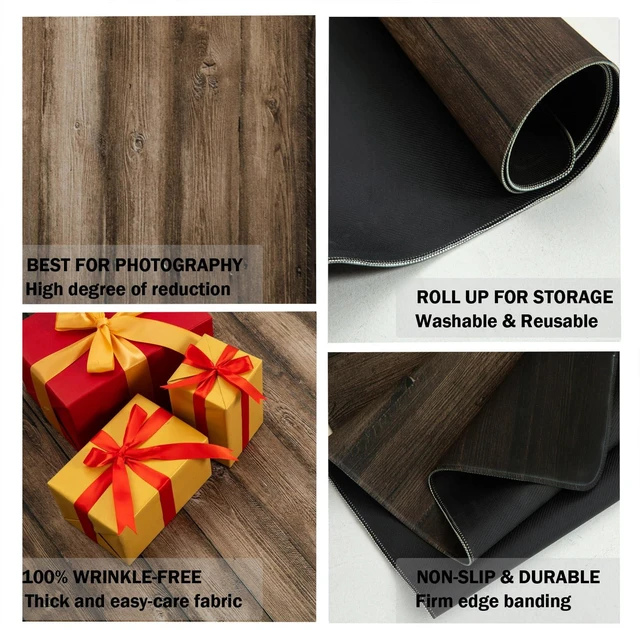 Alt view image 5 of 6 - Dark Wood Photography Floor Drop,Rubber Mat for Photo Studio 5x4ft Dark Timber Grain Creates A Moody Setting For Baby Portraits, Food Styling, Products And Seasonal Studio Shoots