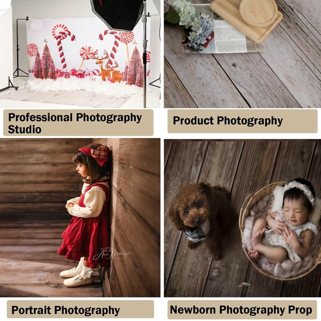 Alt view image 6 of 6 - Dark Wood Photography Floor Drop,Rubber Mat for Photo Studio 5x4ft Dark Timber Grain Creates A Moody Setting For Baby Portraits, Food Styling, Products And Seasonal Studio Shoots