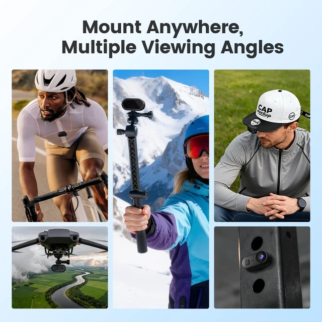 Alt view image 7 of 7 - 4K 30FPS Vlogging Camera, 64GB POV Camera with 33FT Waterproof, 20MP Tiny Actioncamera 6-axis Stabilization, 150° Hands-Free Sport Cam, Thumb Bodycam 4.5hr Battery Life, Mount Anywhere (64, GB)
