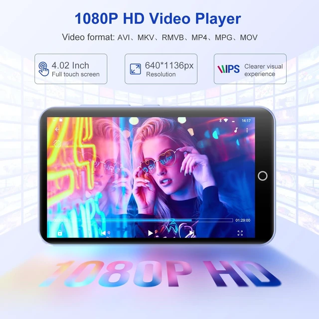 Alt view image 5 of 7 - 96GB MP3 Player with Bluetooth and WiFi, 4.0'' IPS Touch Screen MP4 Players, Android Music Player Built-in Speaker, Support Spotify, Music, Deezer, Audible, FM Radio, Expandable Up to 1TB