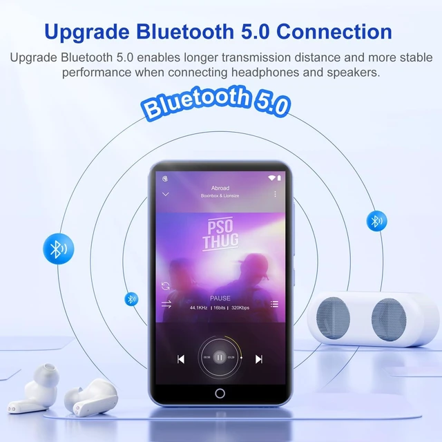 Alt view image 6 of 7 - 96GB MP3 Player with Bluetooth and WiFi, 4.0'' IPS Touch Screen MP4 Players, Android Music Player Built-in Speaker, Support Spotify, Music, Deezer, Audible, FM Radio, Expandable Up to 1TB