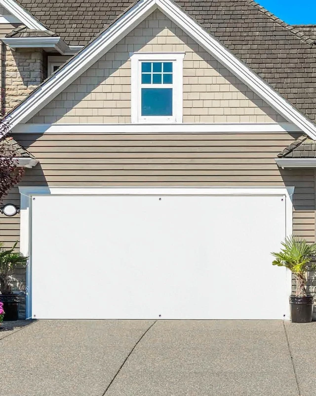 Main image of White Garage Door Banner Cover, Hanging Garage Door Decorations, Modern Simple White Backdrop Holiday Garage Door Covers Backdrop for Party Indoor Outdoor Wall Decor 7x16Ft