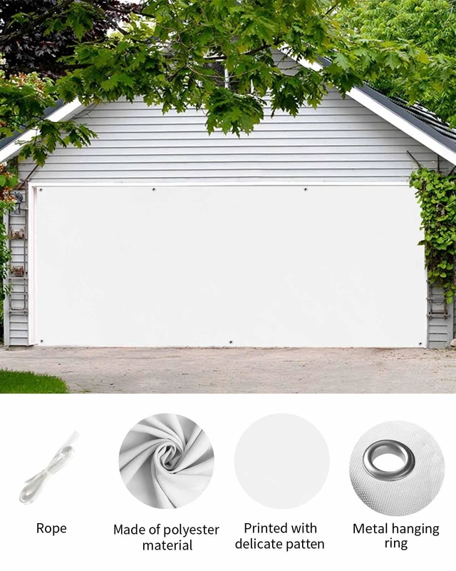 Alt view image 2 of 7 - White Garage Door Banner Cover, Hanging Garage Door Decorations, Modern Simple White Backdrop Holiday Garage Door Covers Backdrop for Party Indoor Outdoor Wall Decor 7x16Ft