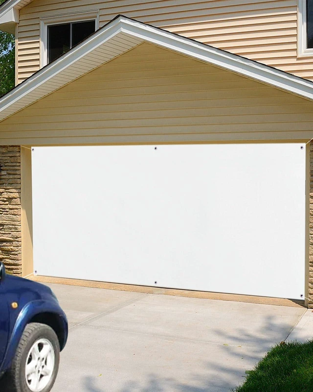 Alt view image 5 of 7 - White Garage Door Banner Cover, Hanging Garage Door Decorations, Modern Simple White Backdrop Holiday Garage Door Covers Backdrop for Party Indoor Outdoor Wall Decor 7x16Ft