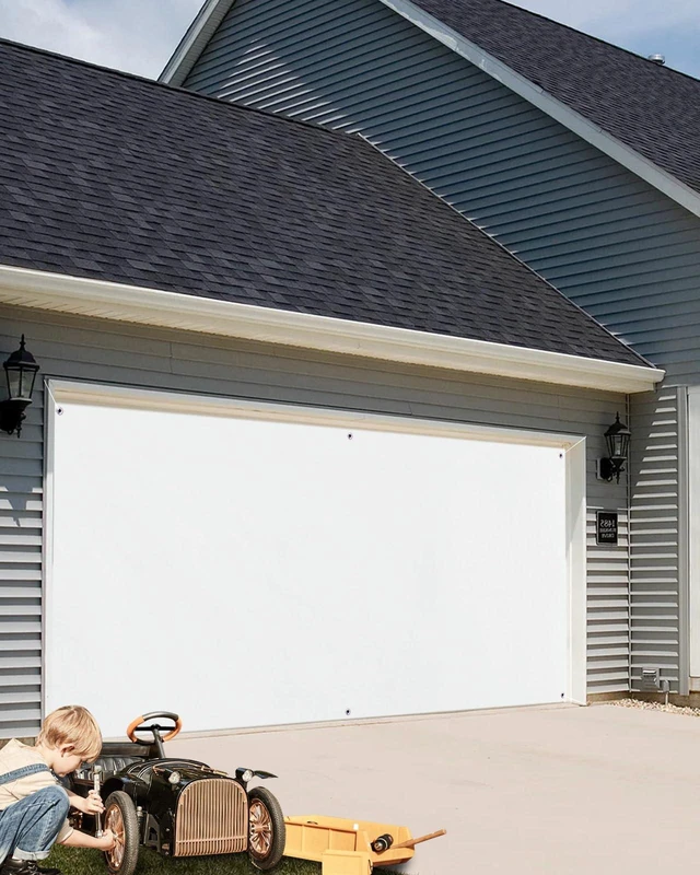 Alt view image 4 of 7 - White Garage Door Banner Cover, Hanging Garage Door Decorations, Modern Simple White Backdrop Holiday Garage Door Covers Backdrop for Party Indoor Outdoor Wall Decor 7x16Ft