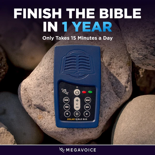 Alt view image 5 of 7 - Spanish Reina Valera 1960 (RVR60)+Thru the Bible J Vernon McGee Audio Bible Solar Powered, Handheld, Bookmarking Ability, 12-Hour Battery Life, Headphones and USB-C Charger Included