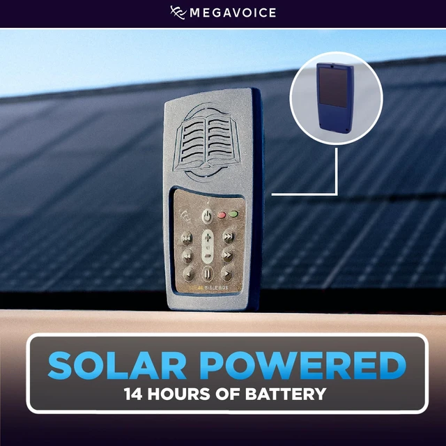 Alt view image 6 of 7 - Spanish Reina Valera 1960 (RVR60)+Thru the Bible J Vernon McGee Audio Bible Solar Powered, Handheld, Bookmarking Ability, 12-Hour Battery Life, Headphones and USB-C Charger Included