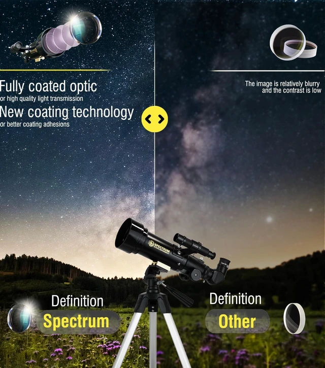 Alt view image 3 of 7 - SpectrumOI Telescope for Kids, Telescope for Adults Astronomy Gifts for Kids 8-12 - Premium Refractor 70mm Aperture with Carry Bag and Phone Holder