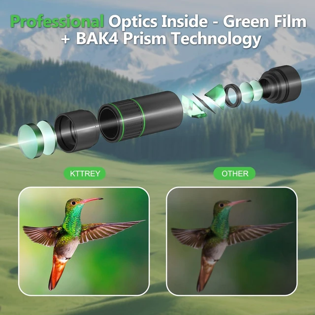 Alt view image 3 of 7 - 8x32 Monocular Telescope for Adults, High Power BAK4 Prism FMC Coating IPX7 Waterproof Compact Scope for Bird Watching Hunting Hiking Travel Gift with Carrying Case
