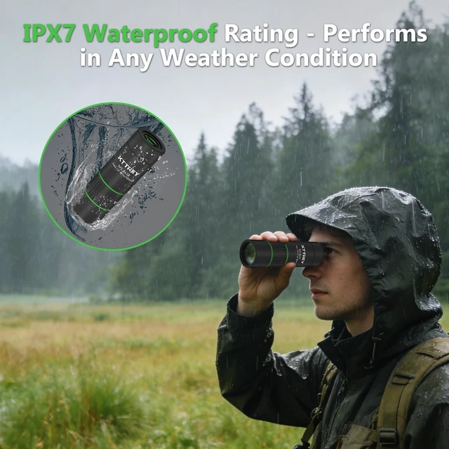 Alt view image 5 of 7 - 8x32 Monocular Telescope for Adults, High Power BAK4 Prism FMC Coating IPX7 Waterproof Compact Scope for Bird Watching Hunting Hiking Travel Gift with Carrying Case