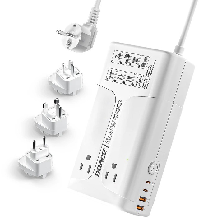 Main image of 1600W Travel Voltage Converter US to Europe for Any US Appliance Abroad Step Down 220V to 110V Converter for European Travel for Hair Dryer Straightener Curler CPAP, Pure Sine Wave Transformer