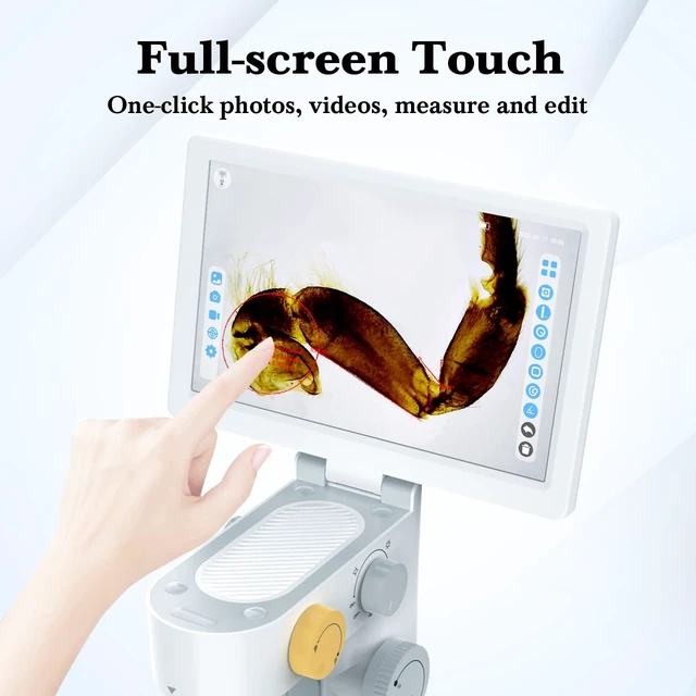 Alt view image 4 of 7 - Biological 1600X Digital Microscope with 9" IPS Touchscreen Optical Objective Lenses, STEM Kids Microscope, Windows/Mac Compatible