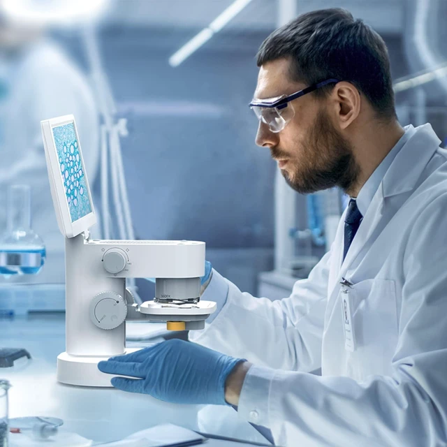 Alt view image 6 of 7 - Biological 1600X Digital Microscope with 9" IPS Touchscreen Optical Objective Lenses, STEM Kids Microscope, Windows/Mac Compatible