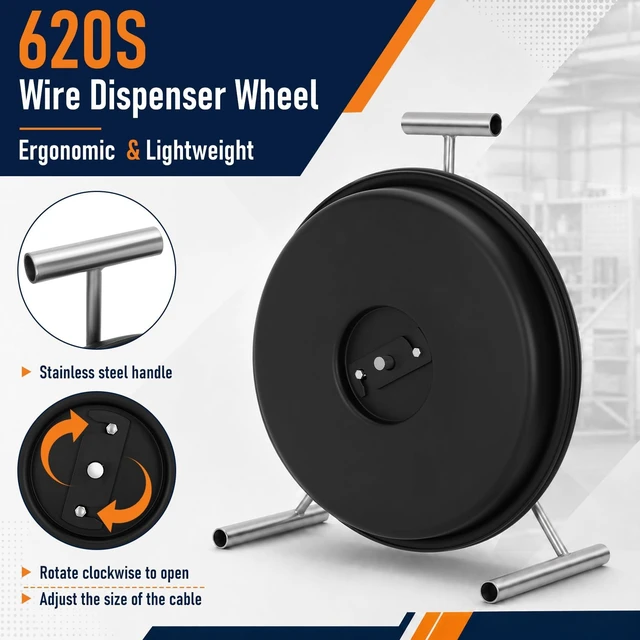 Alt view image 4 of 7 - Upgraded 620S Wire Dispenser Wheel,Stainless Steel Stand for 250ft Cable Fits 14/2 to 10/2, Rust-Proof Heavy-Duty Handle,Tangle-Free Portable Spool Kit for Electricians & Contractors,Black