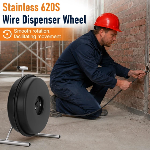 Alt view image 6 of 7 - Upgraded 620S Wire Dispenser Wheel,Stainless Steel Stand for 250ft Cable Fits 14/2 to 10/2, Rust-Proof Heavy-Duty Handle,Tangle-Free Portable Spool Kit for Electricians & Contractors,Black