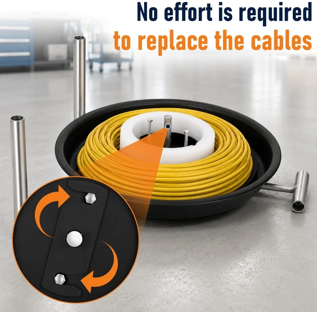 Alt view image 7 of 7 - Upgraded 620S Wire Dispenser Wheel,Stainless Steel Stand for 250ft Cable Fits 14/2 to 10/2, Rust-Proof Heavy-Duty Handle,Tangle-Free Portable Spool Kit for Electricians & Contractors,Black