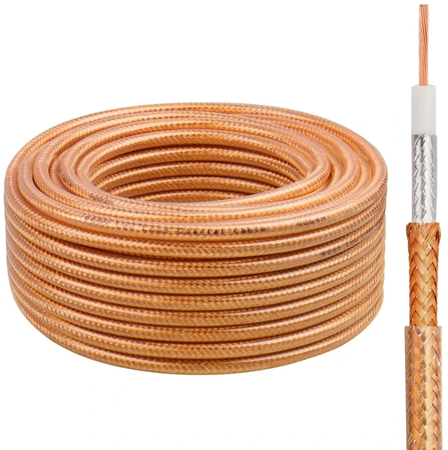 Main image of 100FT RG8X Coaxial Cable, 50 Ohm Low Loss, Solid Copper Conductor, Durable Shielding with PVC Jacket, Ideal for Antennas, Ham Radio, CB Radio, and RF Applications
