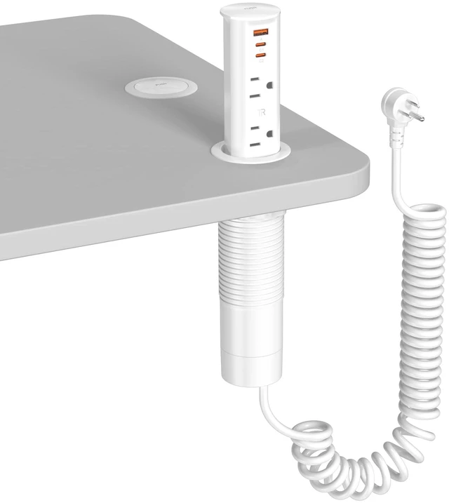 Main image of Pop Up Outlet for Countertop,Recessed Power Strip Table Outlet,Power Grommet in Drawer Outlet,Furniture Flush Mount for Desktop,20W USB C (White, 6.5FT)