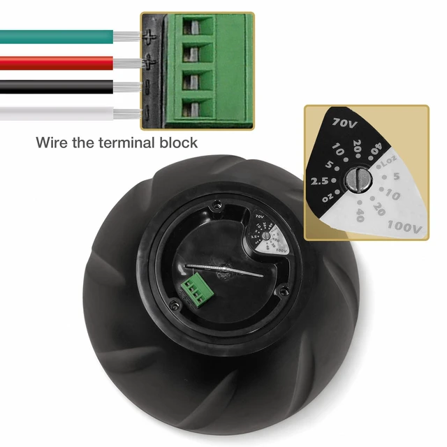 Alt view image 2 of 6 - 6.5" Outdoor Weatherproof Pendant Speaker, 70V/100V/8 (LYRA-6B) IP55 Enclosure, Ceiling Suspension, 6.5" Woofer, 70V/100V/8, for Home & Commercial Installations, Black