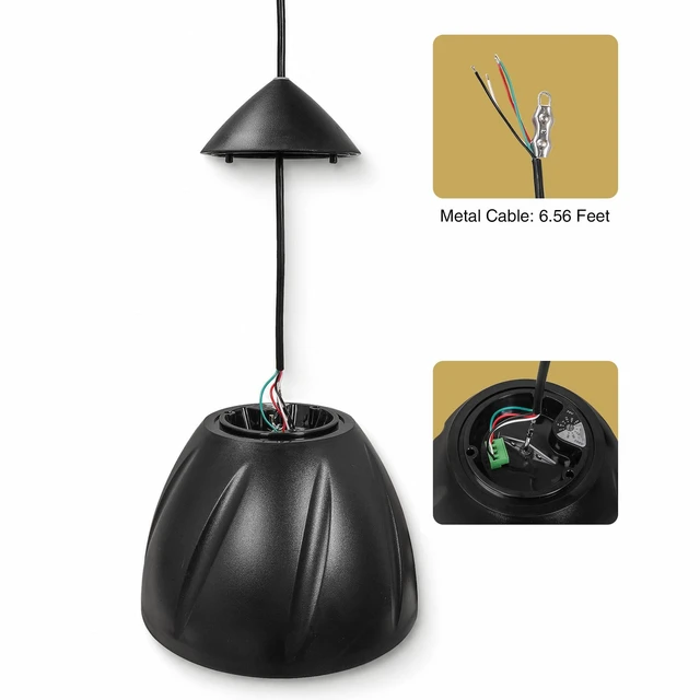 Alt view image 4 of 6 - 6.5" Outdoor Weatherproof Pendant Speaker, 70V/100V/8 (LYRA-6B) IP55 Enclosure, Ceiling Suspension, 6.5" Woofer, 70V/100V/8, for Home & Commercial Installations, Black