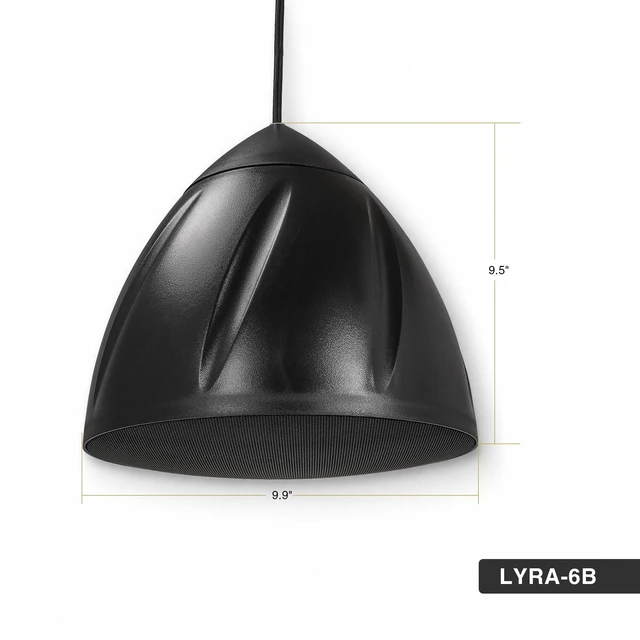 Alt view image 6 of 6 - 6.5" Outdoor Weatherproof Pendant Speaker, 70V/100V/8 (LYRA-6B) IP55 Enclosure, Ceiling Suspension, 6.5" Woofer, 70V/100V/8, for Home & Commercial Installations, Black