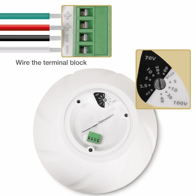 Alt view image 2 of 6 - 6.5" Outdoor Weatherproof Pendant Speaker (LYRA-6W) IP55 Enclosure, Ceiling Suspension, 6.5" Woofer, 70V/100V/8, for Home & Commercial Installations, White