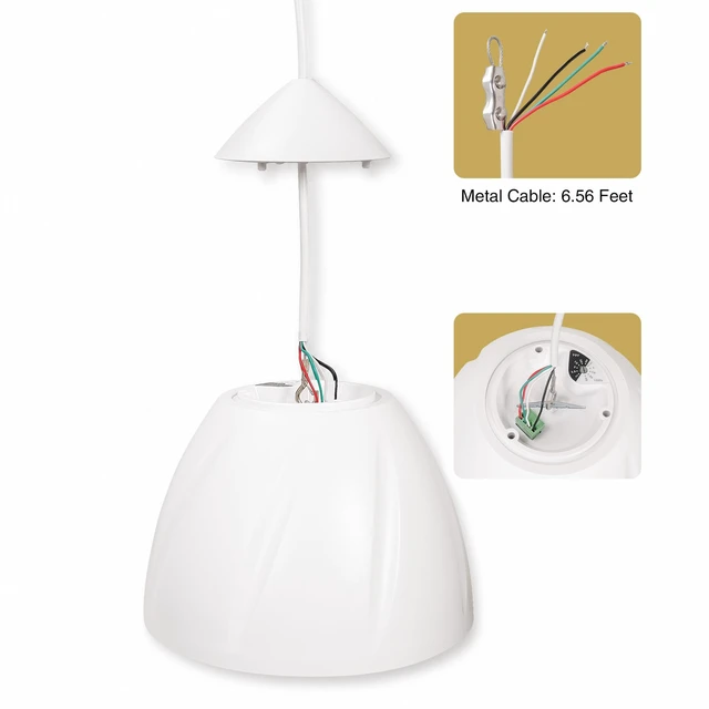 Alt view image 4 of 6 - 6.5" Outdoor Weatherproof Pendant Speaker (LYRA-6W) IP55 Enclosure, Ceiling Suspension, 6.5" Woofer, 70V/100V/8, for Home & Commercial Installations, White