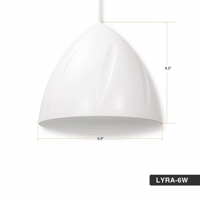 Alt view image 6 of 6 - 6.5" Outdoor Weatherproof Pendant Speaker (LYRA-6W) IP55 Enclosure, Ceiling Suspension, 6.5" Woofer, 70V/100V/8, for Home & Commercial Installations, White