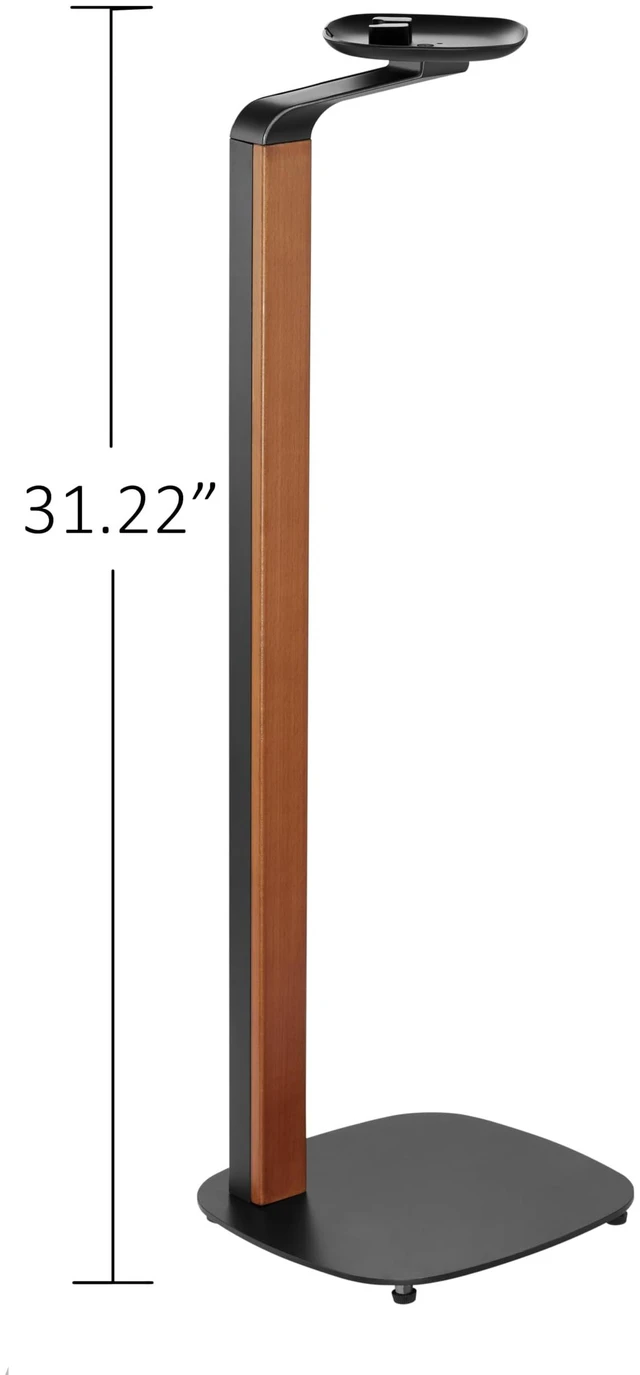 Alt view image 2 of 6 - Premium Walnut Floor Stand for Sonos Era 100, 300, Black Premium wooden walnut floor stand for Sonos Era 100, ERA 100 SL, and Era 300 speakers, 30.75" Fixed Height, Cable Management